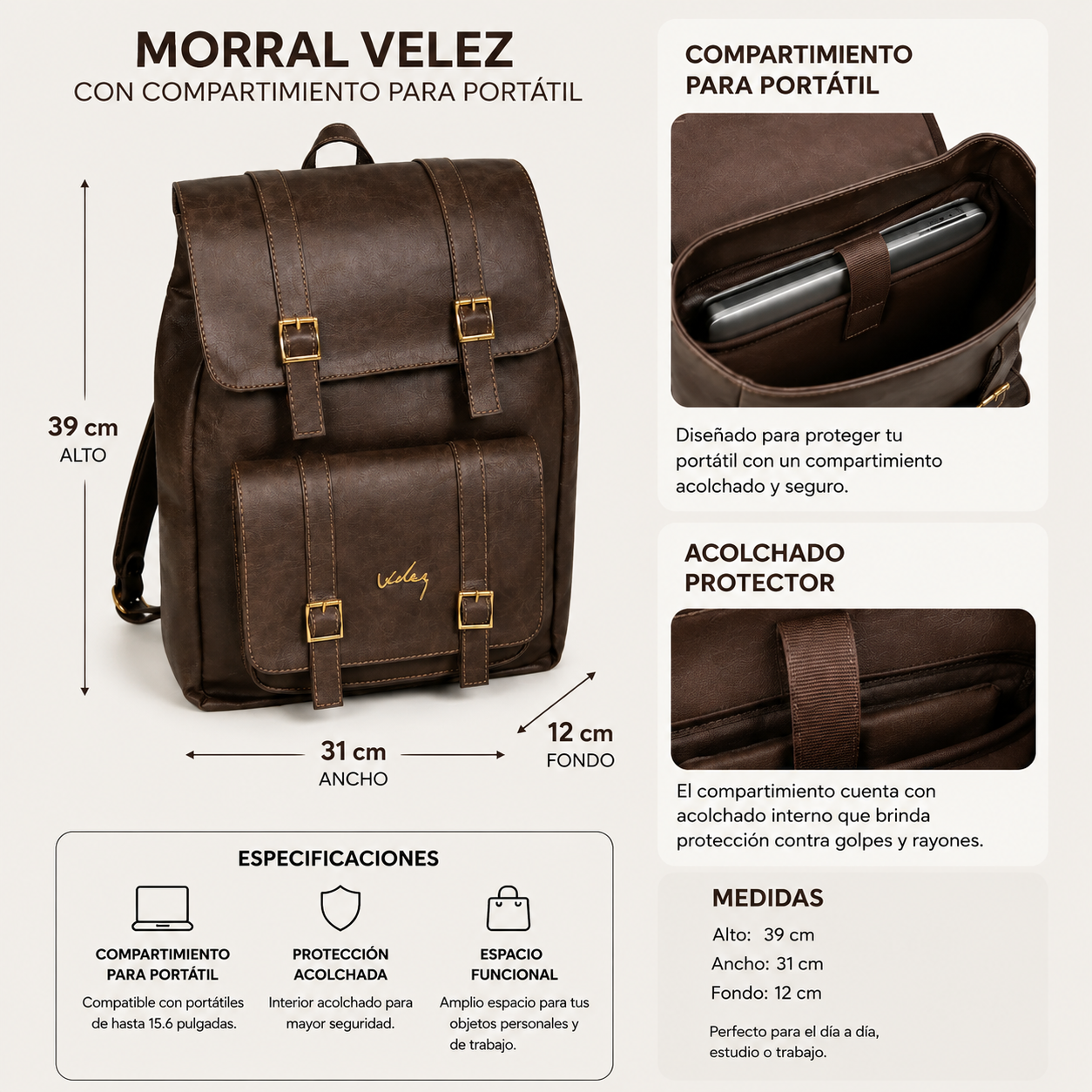 Bolso Carriel Vélez de Cuero Legítimo - Lanzamiento Exclusivo Con 80% de Descuento 🎁